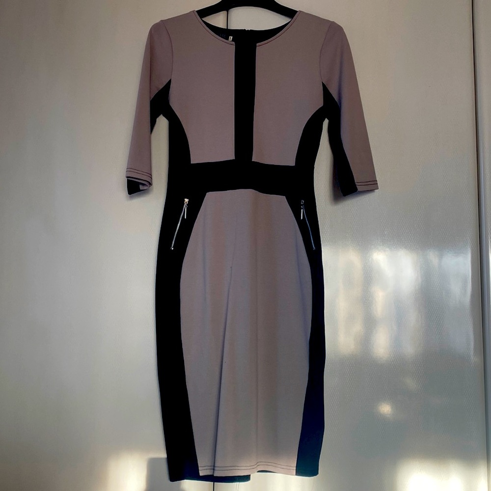 Nude and black dress cotton dress